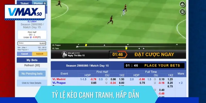 Tỷ lệ kèo cược được cung cấp cũng cực kỳ cạnh tranh