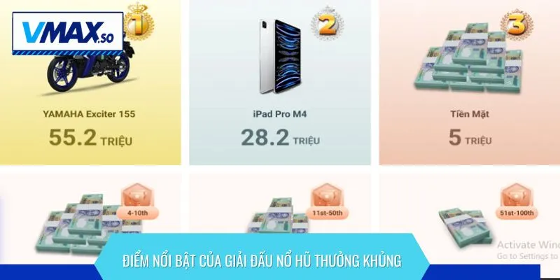 giải đấu nổ hũ thưởng khủng điểm nổi bật